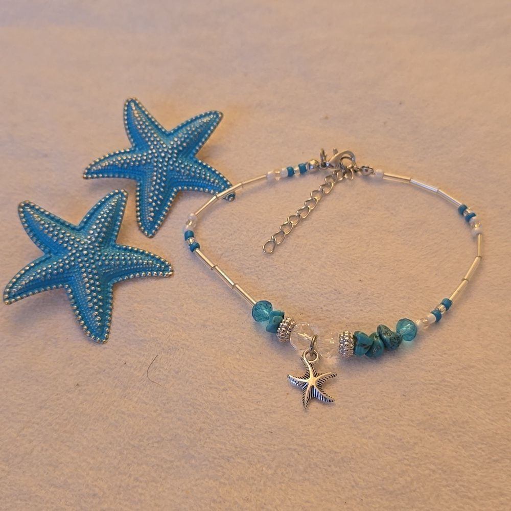 Anklet and earrings starfish